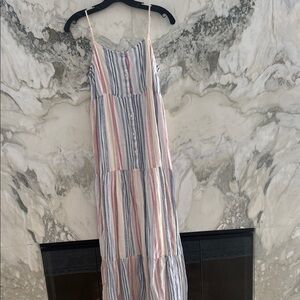 Splendid Striped Sleeveless Maxi Dress in Pastel Pink & Blue